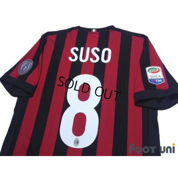 Photo4: AC Milan 2017-2018 Home Shirt #8 Suso Serie A Tim Patch/Badge