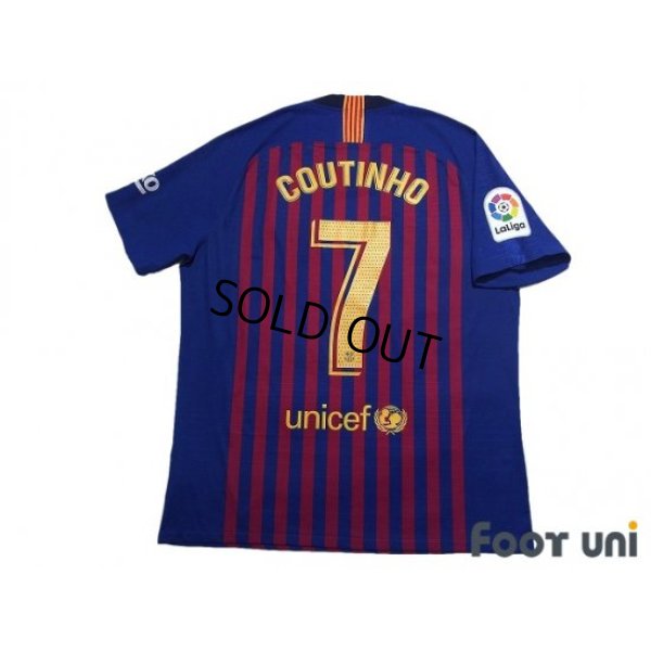 Photo2: FC Barcelona 2018-2019 Home Authentic Shirt #7 Coutinho La Liga Patch/Badge