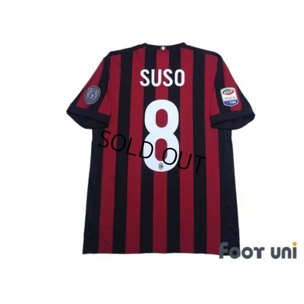 Photo2: AC Milan 2017-2018 Home Shirt #8 Suso Serie A Tim Patch/Badge