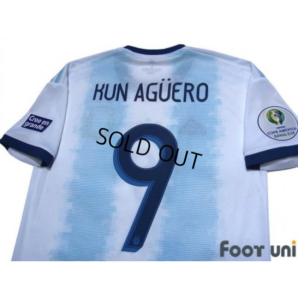 Photo4: Argentina 2019 Home Shirt #9 Kun Aguero Copa America Patch/Badge