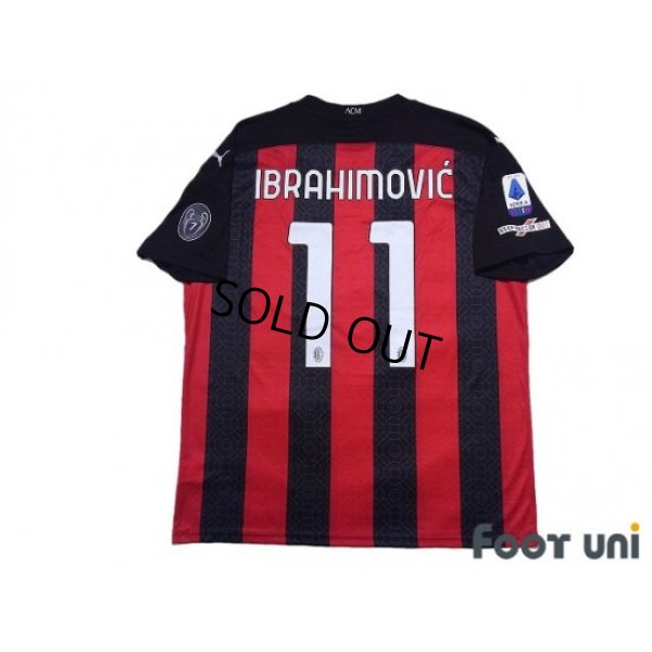 Photo2: AC Milan 2020-2021 Home Shirt #11 Ibrahimovic Serie A Tim Patch/Badge w/tags