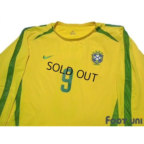 Photo3: Brazil 2002 Home Authentic Long Sleeve Shirt Jersey #9 Ronaldo