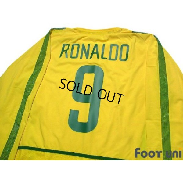Photo4: Brazil 2002 Home Authentic Long Sleeve Shirt Jersey #9 Ronaldo