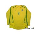 Photo1: Brazil 2002 Home Authentic Long Sleeve Shirt Jersey #9 Ronaldo (1)