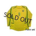 Brazil 2002 Home Authentic Long Sleeve Shirt Jersey #9 Ronaldo