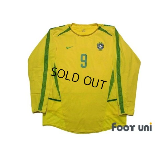 Photo1: Brazil 2002 Home Authentic Long Sleeve Shirt Jersey #9 Ronaldo