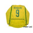 Photo2: Brazil 2002 Home Authentic Long Sleeve Shirt Jersey #9 Ronaldo (2)