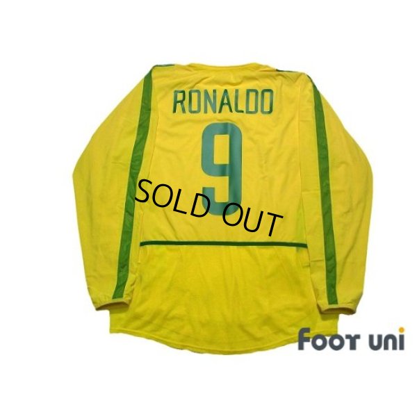 Photo2: Brazil 2002 Home Authentic Long Sleeve Shirt Jersey #9 Ronaldo