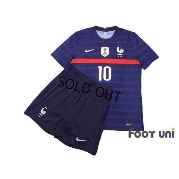 Photo1: France Euro 2020-2021 Home Authentic Shirt #10 Mbappe Shorts Set