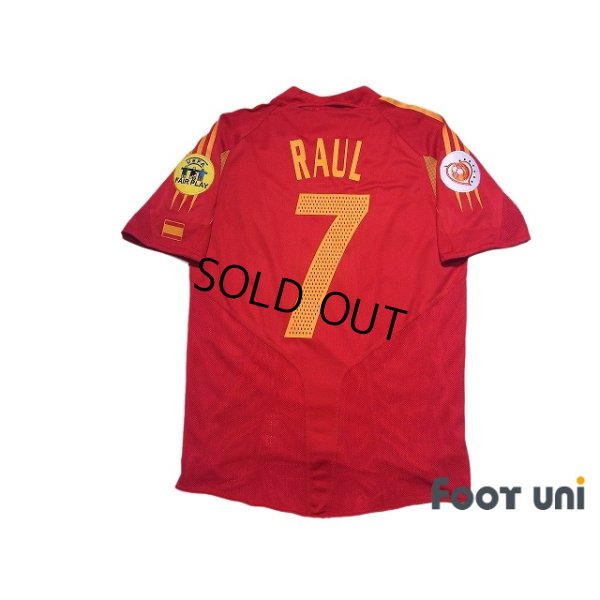 Photo2: Spain Euro 2004 Home Authentic Shirt #7 Raul UEFA Euro 2004 Patch/Badge UEFA Fair Play Patch/Badge