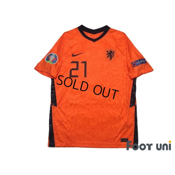 Photo1: Netherlands Euro 2020-2021 Home Shirt #21 Frenkie de Jong UEFA Euro 2020 Patch/Badge w/tags