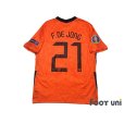 Photo2: Netherlands Euro 2020-2021 Home Shirt #21 Frenkie de Jong UEFA Euro 2020 Patch/Badge w/tags (2)