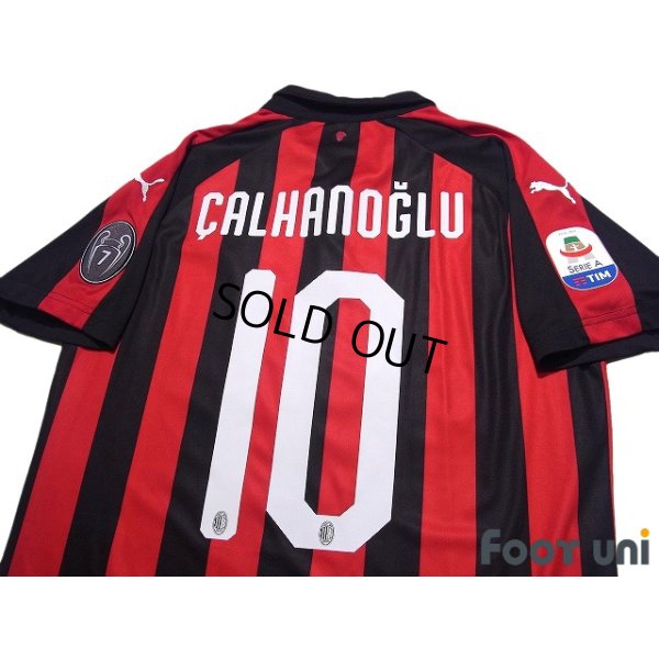 Photo4: AC Milan 2018-2019 Home Shirt #10 Hakan Calhanoglu Serie A Patch/Badge