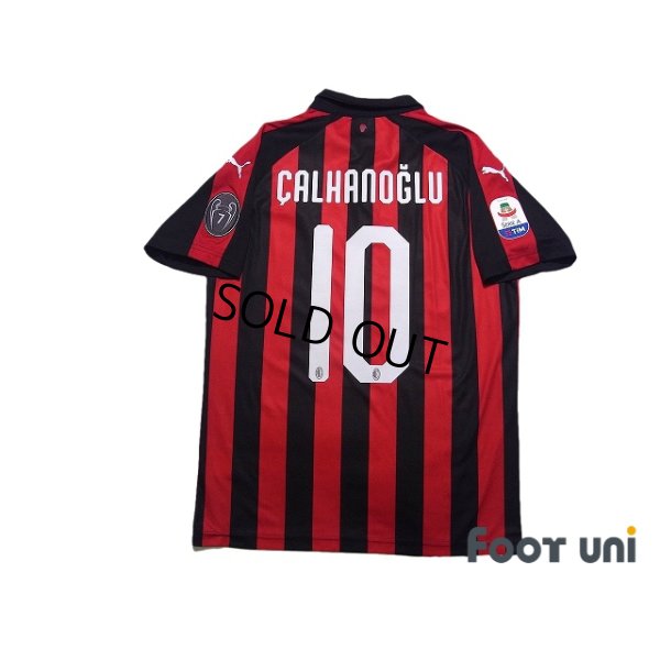 Photo2: AC Milan 2018-2019 Home Shirt #10 Hakan Calhanoglu Serie A Patch/Badge