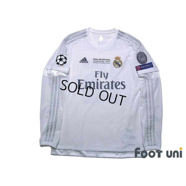 Photo1: Real Madrid 2015-2016 Home Long Sleeve Shirt #15 Daniel Carvajal Champions League Patch/Badge