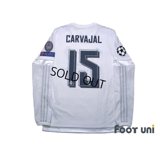 Photo2: Real Madrid 2015-2016 Home Long Sleeve Shirt #15 Daniel Carvajal Champions League Patch/Badge