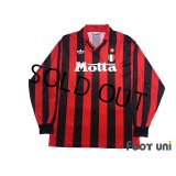 AC Milan 1992-1993 Home Long Sleeve Shirt #10 Scudetto Patch/Badge