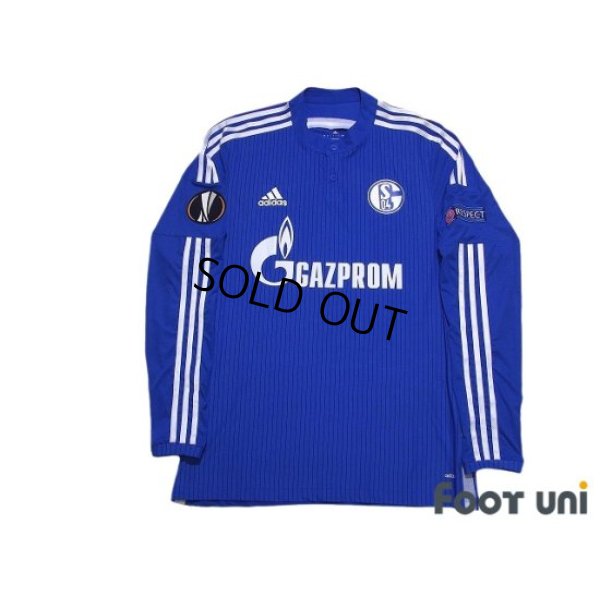Photo1: Schalke04 2014-2016 Home Authentic Long Sleeve Shirt #19 Leroy Sané UEFA Europa League Patch/Badge