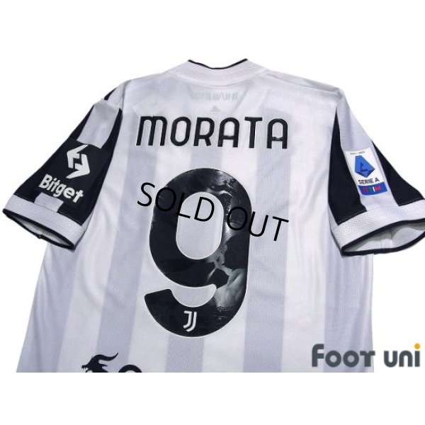 Photo4: Juventus 2021-2022 Home Authentic Shirt #9 Alvaro Morata Serie A Tim Patch/Badge w/tags