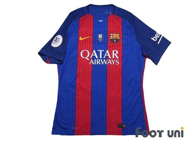 FC Barcelona 2016-2017 Home Shirt #24 Jeremy Mathieu Super Copa Patch/Badg - Footuni