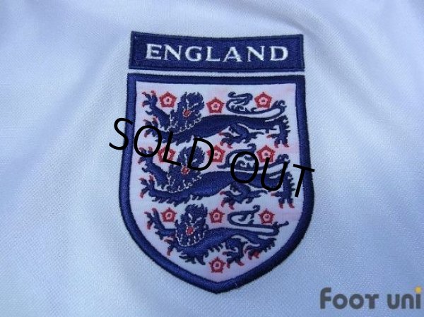 Photo6: England Euro 2000 Home Long Sleeve Shirt #7 Beckham UEFA Euro 2000 Patch Fair Play Patch (6)