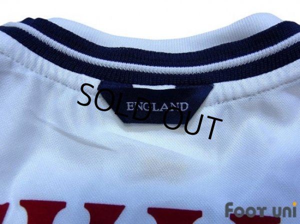 Photo8: England Euro 2000 Home Long Sleeve Shirt #7 Beckham UEFA Euro 2000 Patch Fair Play Patch (8)
