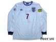 Photo1: England Euro 2000 Home Long Sleeve Shirt #7 Beckham UEFA Euro 2000 Patch Fair Play Patch (1)