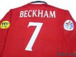 Photo4: England Euro 2000 Away Long Sleeve Shirt #7 Beckham UEFA Euro 2000 Patch Fair Play Patch (4)