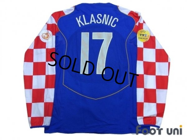 Photo2: Croatia Euro 2004 Away Authentic Long Sleeve Shirt #17 Klasnic UEFA Euro 2004 Patch / Badge Fair Play Patch / Badge (2)