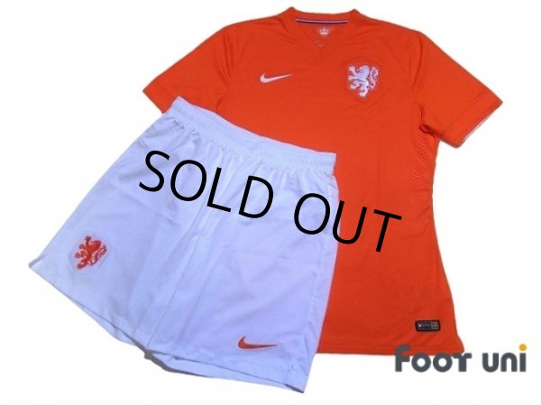 Photo1: Netherlands 2014 Home Authentic Shirt and Shorts Set (1)