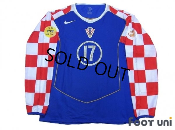 Photo1: Croatia Euro 2004 Away Authentic Long Sleeve Shirt #17 Klasnic UEFA Euro 2004 Patch / Badge Fair Play Patch / Badge (1)