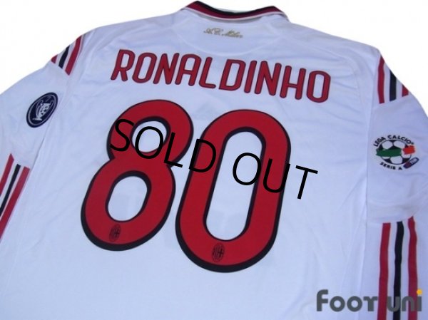 Photo4: AC Milan 2009-2010 Away Player Long Sleeve Shirt #80 Ronaldinho Lega Calcio Serie A Patch/Badge Champions League Trophy Patch/Badge (4)