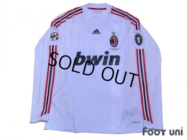 Photo1: AC Milan 2008-2009 Away Player Long Sleeve Shirt #7 Pato Lega Calcio Serie A Patch/Badge UEFA Champions League Trophy Patch/Badge-7 (1)