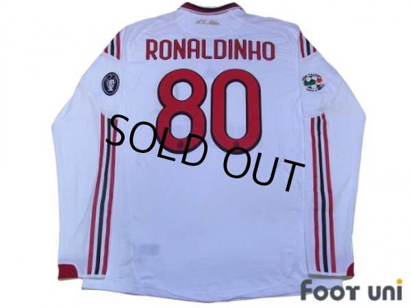 Photo2: AC Milan 2009-2010 Away Player Long Sleeve Shirt #80 Ronaldinho Lega Calcio Serie A Patch/Badge Champions League Trophy Patch/Badge (2)