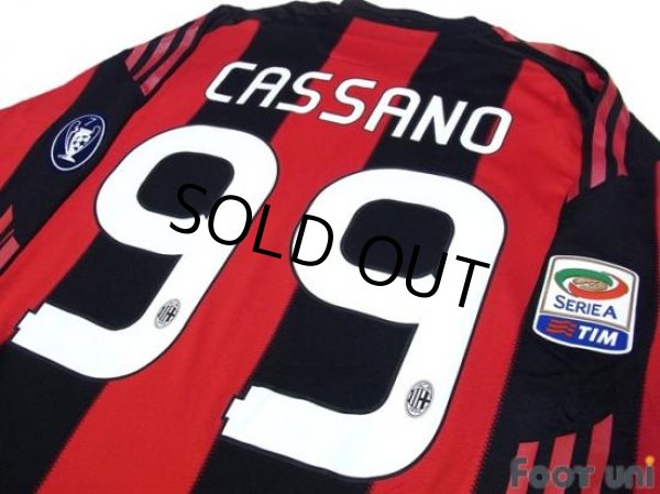 Photo3: AC Milan 2010-2011 Home Player Long Sleeve Shirt #99 Cassano Serie A Tim Patch/Badge (3)