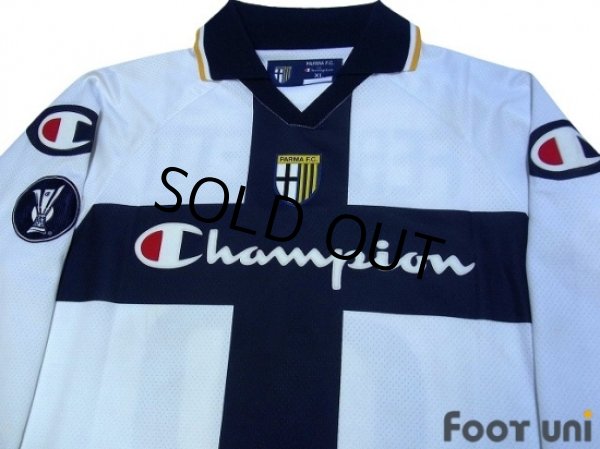Photo3: Parma 2004-2005 Home Long Sleeve Shirt #26 Ferronetti UEFA Cup Patch/Badge (3)