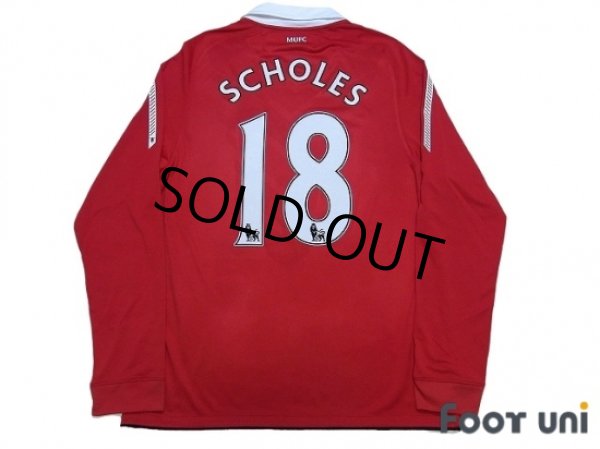 Photo2: Manchester United 2010-2011 Home Long Sleeve Shirt #18 Scholes (2)