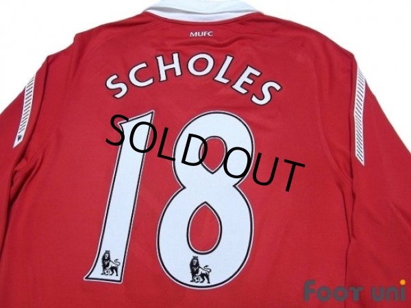 Photo4: Manchester United 2010-2011 Home Long Sleeve Shirt #18 Scholes (4)