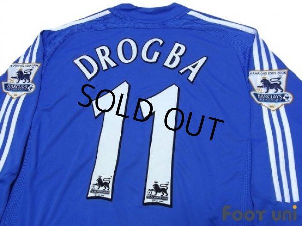 Photo4: Chelsea 2006-2008 Home Authentic Long Sleeve Shirt #11 Drogba Champions Barclays Premiership Patch/Badge (4)
