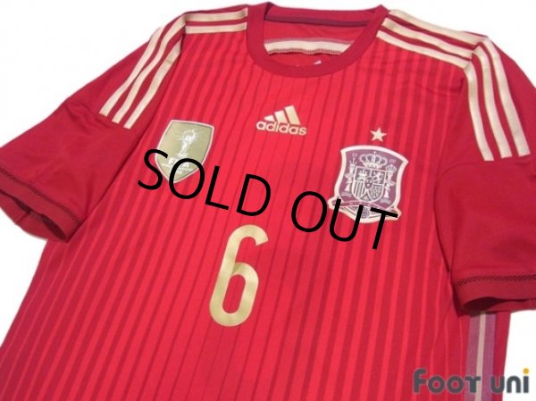 Photo3: Spain 2014 Home Authentic Shirt and shorts Set #6 A.Iniesta 2010 FIFA World Champions Patch (3)