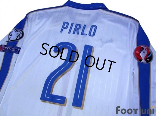 Photo4: Italy Euro 2015 Away Long Sleeve Shirt #21 Pirlo (4)