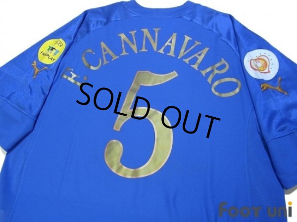Photo4: Italy Euro 2004 Home Shirt #5 F.Cannavaro UEFA Fair Play Patch (4)