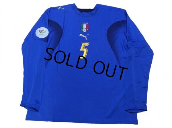 Photo1: Italy 2006 Home Long Sleeve Shirt #5 Cannavaro w/2006 Germany FIFA World Cup Patch (1)