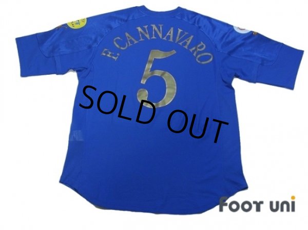 Photo2: Italy Euro 2004 Home Shirt #5 F.Cannavaro UEFA Fair Play Patch (2)