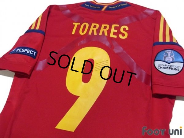 Photo4: Spain 2012 Home Techfit Shirt #9 Torres UEFA Euro 2008 Champions Patch (4)