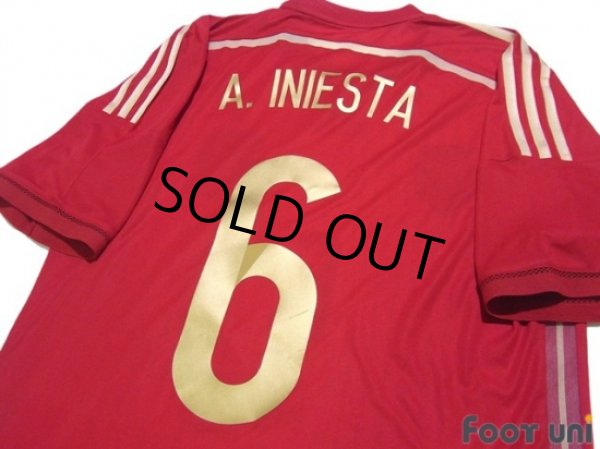 Photo4: Spain 2014 Home Authentic Shirt and shorts Set #6 A.Iniesta 2010 FIFA World Champions Patch (4)