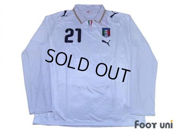 Photo1: Italy 2008 Away Long Sleeve Shirt #21 Pirlo (1)