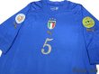 Photo3: Italy Euro 2004 Home Shirt #5 F.Cannavaro UEFA Fair Play Patch (3)