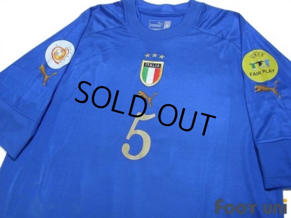Photo3: Italy Euro 2004 Home Shirt #5 F.Cannavaro UEFA Fair Play Patch (3)