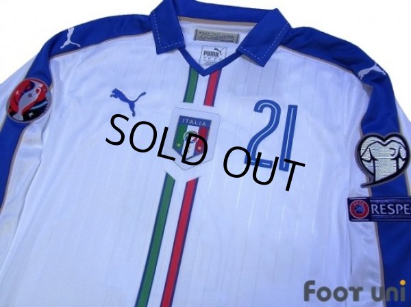 Photo3: Italy Euro 2015 Away Long Sleeve Shirt #21 Pirlo (3)
